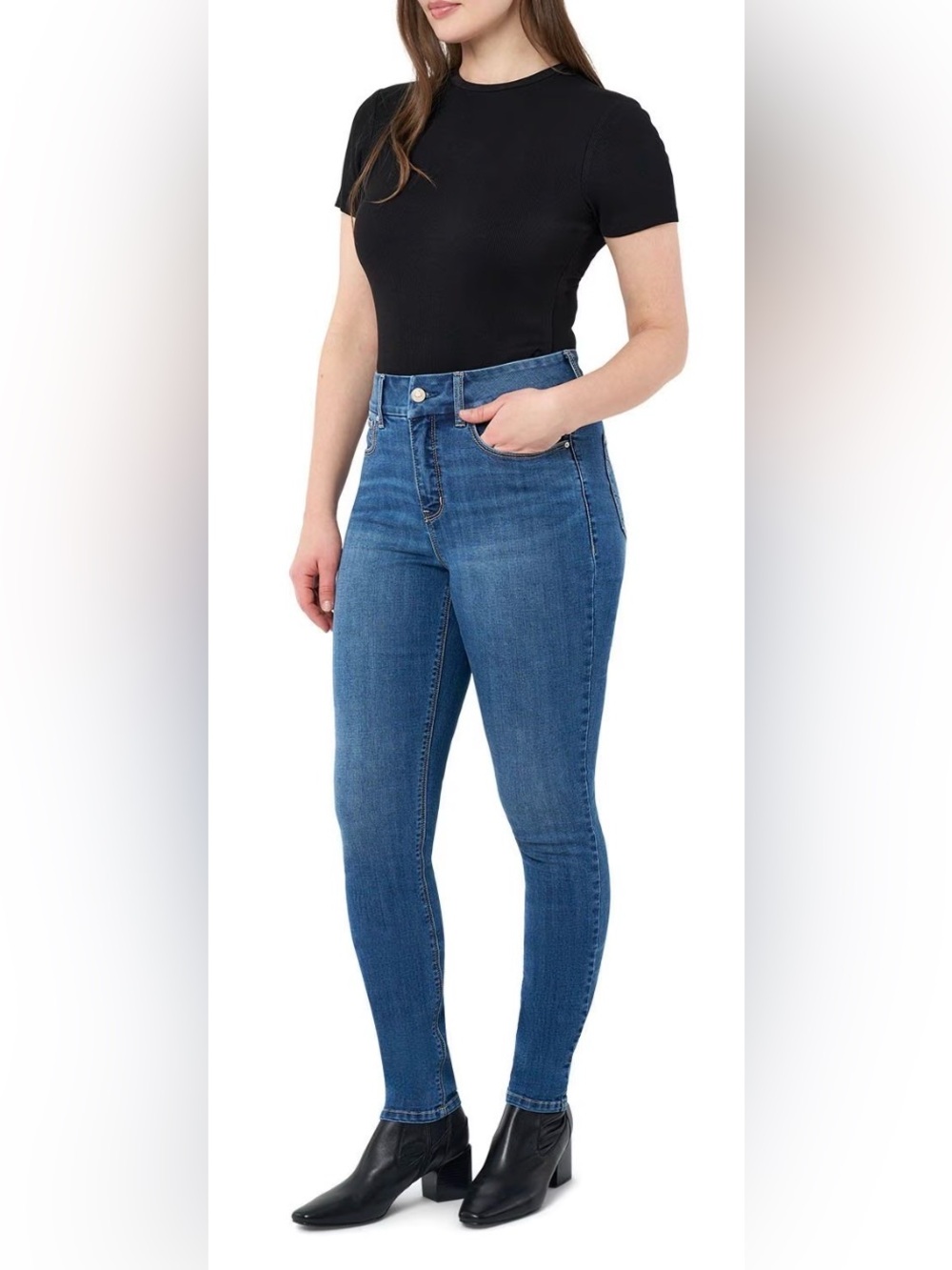 Seven7 Tummyless High Rise Skinny Jeans Dark Wash Stretch Denim Womens Size 16